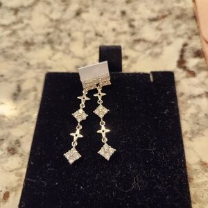 18k White Gold plated dangles with butterfly backs. NWOT